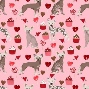 chinese crested dog love fabric cute valentines cupcakes design