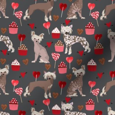 chinese crested dog love fabric cute valentines cupcakes design