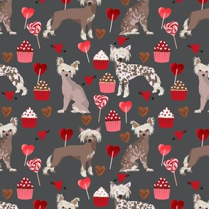 chinese crested dog love fabric cute valentines cupcakes design