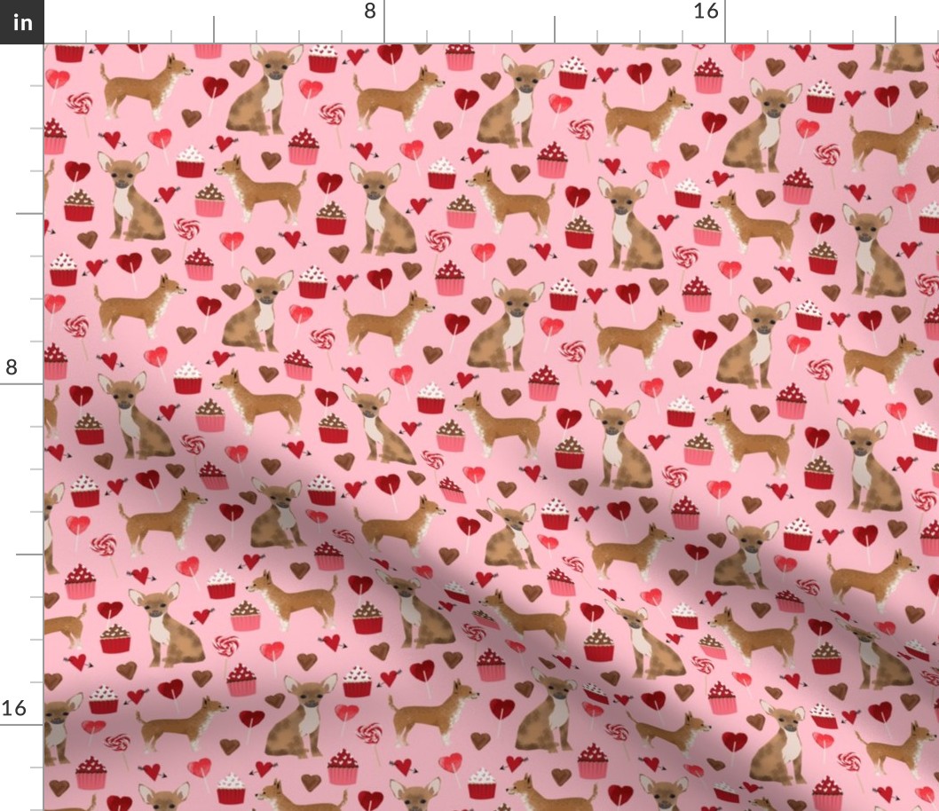 chihuahua love fabric valentines cute cupcakes chihuahua fabrics cute dogs design