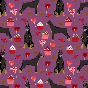 doberman fabric valentines love design cute cupcakes and sweets valentines dog fabric