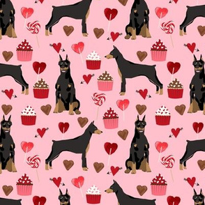 doberman fabric valentines love design cute cupcakes and sweets valentines dog fabric