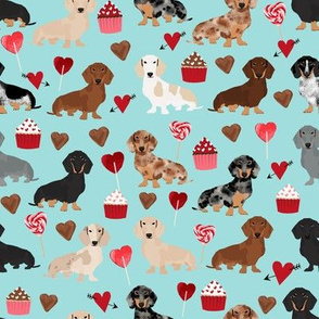 doxie love valentines fabric cute love design best cupcakes and sweets dachshund valentines fabric