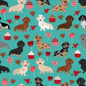 doxie love valentines fabric cute love design best cupcakes and sweets dachshund valentines fabric