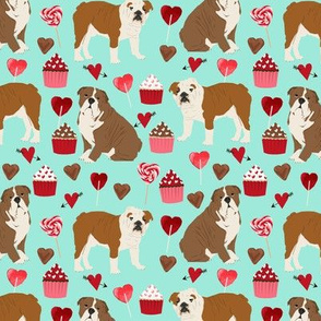 english bulldog valentines love fabric best love cupcakes and sweets bulldogs fabric