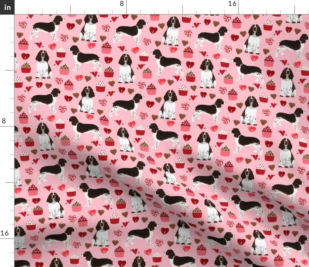 english springer spaniel dog love fabric best valentines cute cupcakes dog design