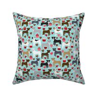 pitbull terriers dog love fabric cute valentines cupcakes and hearts fabric design