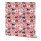 pitbull terriers dog love fabric cute valentines cupcakes and hearts fabric design