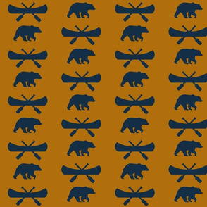 Bear & Canoe // Navy on Blaze orange