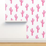 cactus // linocut block print cacti fabric pink baby fabric pink cactus design 