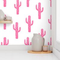 cactus // linocut block print cacti fabric pink baby fabric pink cactus design 