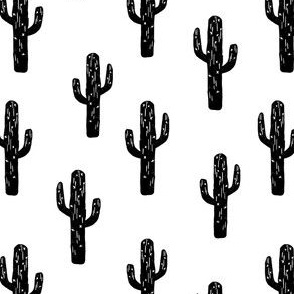 cactus linocut // block print cactus fabric desert black and white tropical fabric