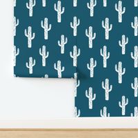 cactus // blue cactus fabric nursery baby design andrea lauren linocut block print