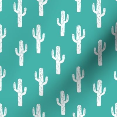 cactus // linocut andrea lauren block print turquoise fabric cactus baby nursery design