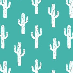 cactus // linocut andrea lauren block print turquoise fabric cactus baby nursery design