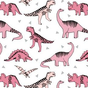 dinosaur // pink dinos fabric t-rex jurassic stegosaurus pink dinos fabric