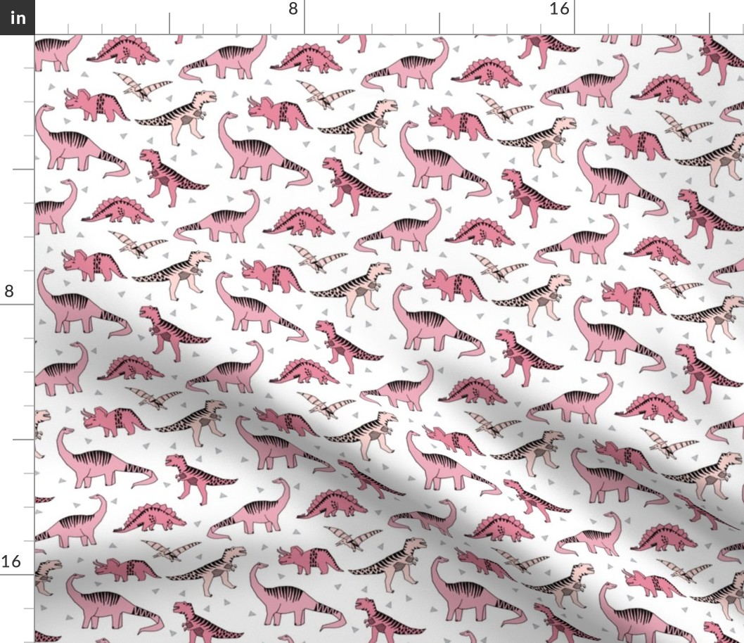 dinosaur // pink dinos fabric t-rex jurassic stegosaurus pink dinos fabric