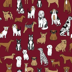dog // dogs maroon fabric dog design andrea lauren fabric baby pets fabric