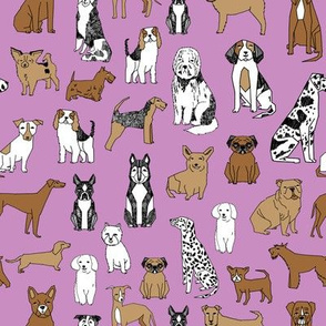 dog // dogs purple pastel dog fabric dog breeds fabric 