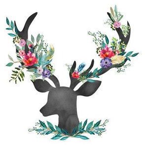 9" Happy & Bright  Original Floral Deer / Less Space