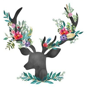 8" Happy & Bright  Original Floral Deer