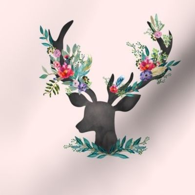 9" Happy & Bright Original Floral Deer / Pink