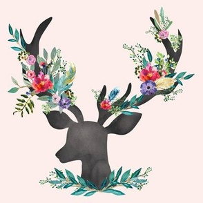 8" Happy & Bright  Original Floral Deer / Less Space
