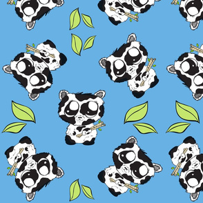 Panda Leaves in Blue