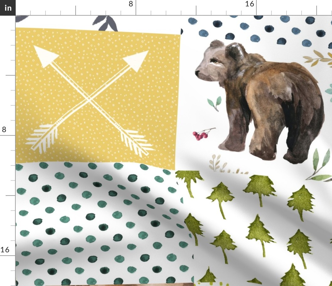 Mama Bear & Cub Whole Cloth /Cheater Quilt