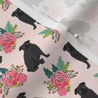 black pug florals black pug flowers design cute dogs design best pug dog fabric