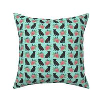 black pug floral fabric aqua mint pug design best pugs fabric