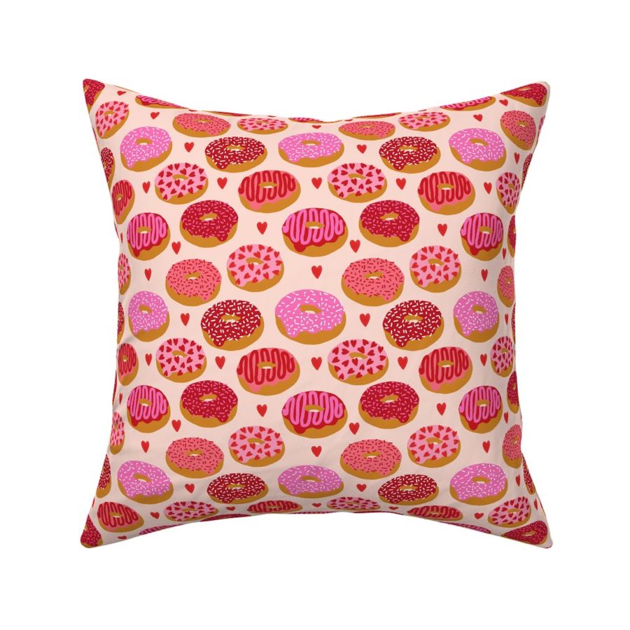 donuts valentines day love design cute valentines love fabric donuts food hearts