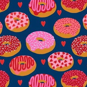 donuts valentines day love design cute valentines love fabric donuts food hearts