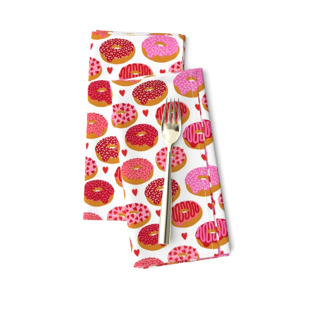 donuts valentines day love design cute valentines love fabric donuts food hearts red and pink valentines fabric