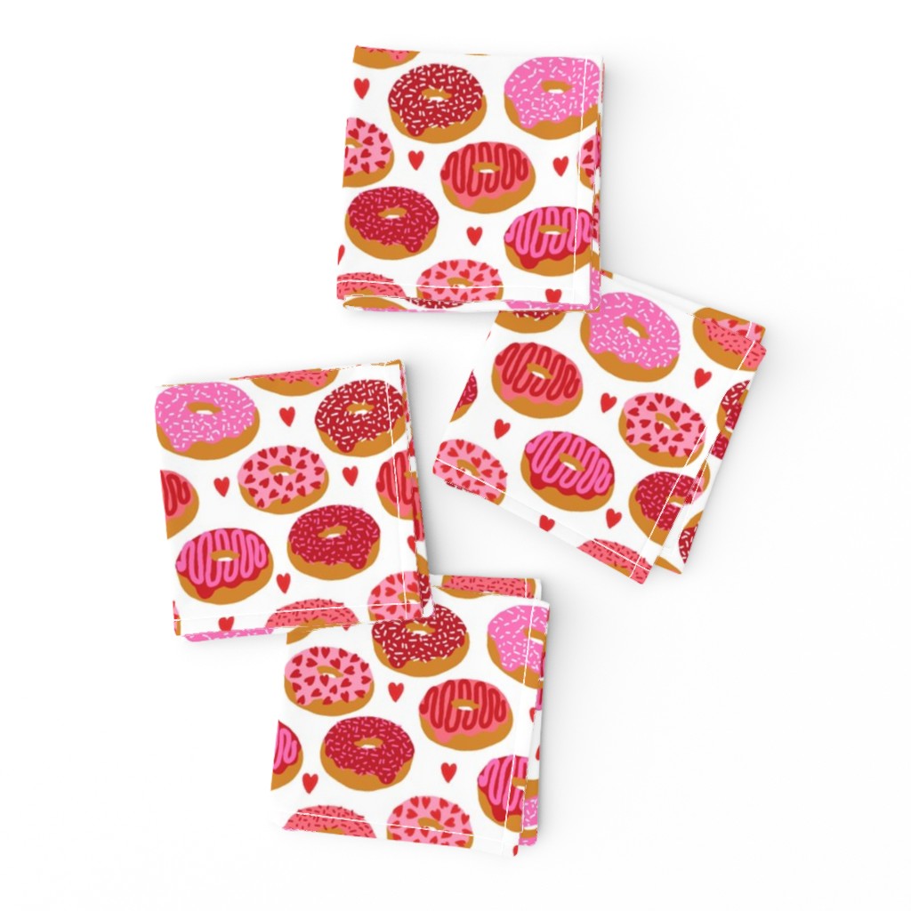 donuts valentines day love design cute valentines love fabric donuts food hearts red and pink valentines fabric