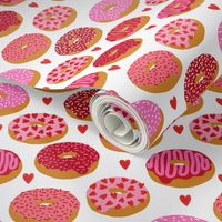 donuts valentines day love design cute valentines love fabric donuts food hearts red and pink valentines fabric