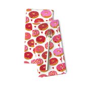 donuts valentines day love design cute valentines love fabric donuts food hearts red and pink valentines fabric