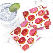 donuts valentines day love design cute valentines love fabric donuts food hearts red and pink valentines fabric