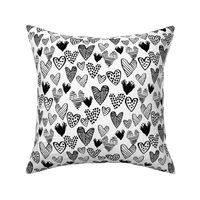 black and white hearts fabric valentines love design cute valentines day love hearts