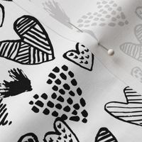 black and white hearts fabric valentines love design cute valentines day love hearts