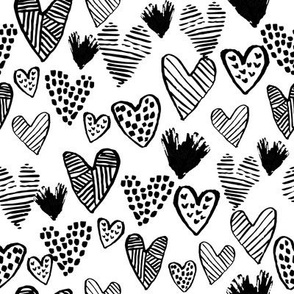 black and white hearts fabric valentines love design cute valentines day love hearts