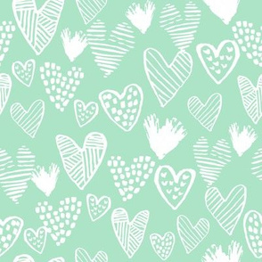 mint hearts fabric valentines love design cute valentines day love hearts