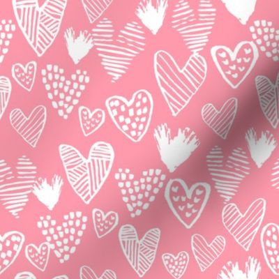 pink hearts fabric valentines love design cute valentines day love hearts