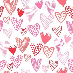 pink and red hearts fabric valentines love design cute valentines day love hearts