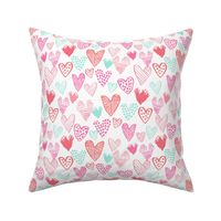 pink and mint hearts fabric valentines love design cute valentines day love hearts