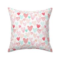 blush pink and mint hearts fabric valentines love design cute valentines day love hearts