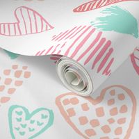 blush pink and mint hearts fabric valentines love design cute valentines day love hearts