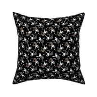 Tiny Trotting Boston Terriers and paw prints - black