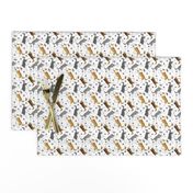Tiny Trotting smooth coated Collies and paw prints - white
