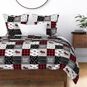 baby girl quilt top || plaid moose wholecloth camping